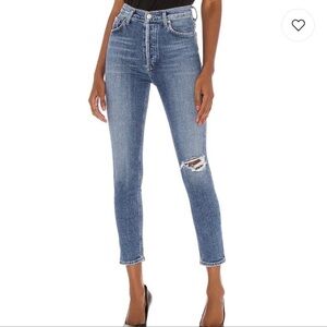 AGOLDE Nico High Rise Slim in Blue Button Fly